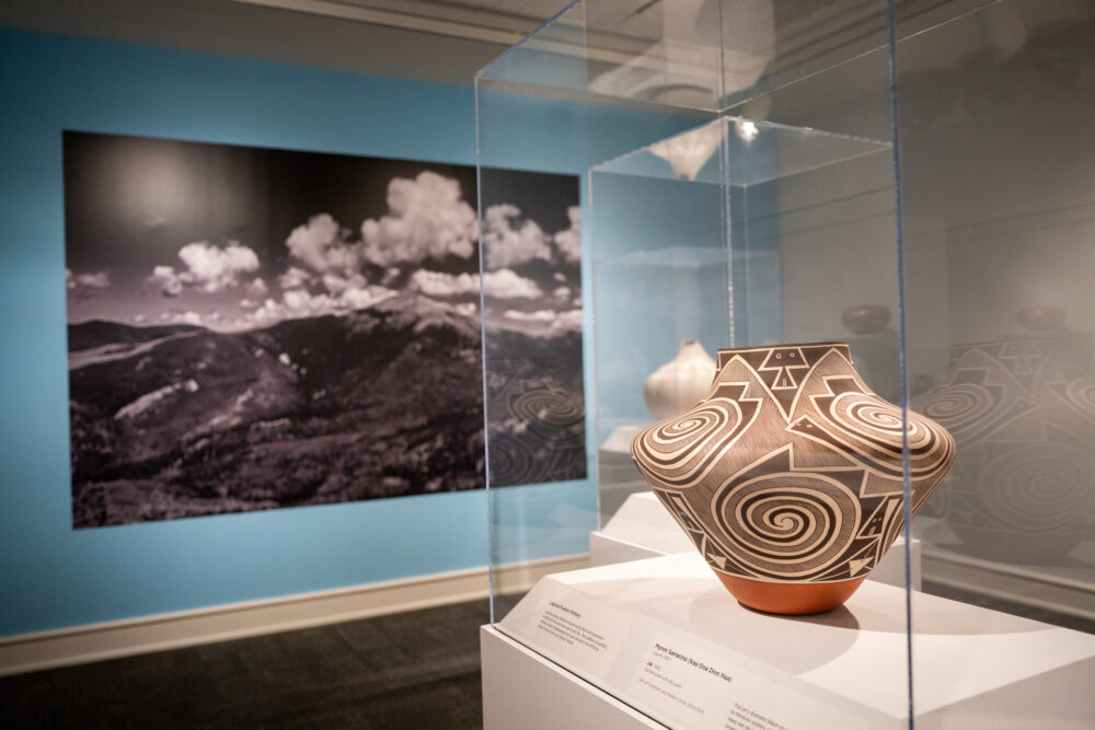 Native American collection gallery photo of jar inside vitrine