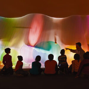 Students studying colors